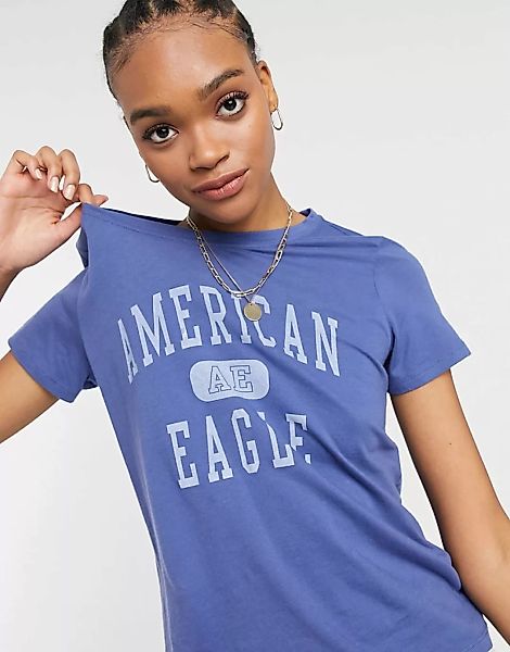 American Eagle – Klassisches T-Shirt in Blau günstig online kaufen