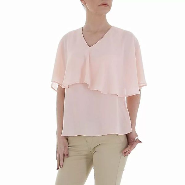 Ital-Design Klassische Bluse Damen Elegant Volants Chiffon Bluse in Rosa günstig online kaufen