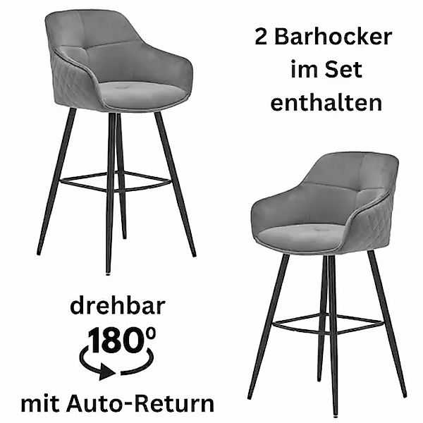 Stolkom Barhocker "Emma", (Set, 2 St.), Komfortsitzhöhe 73 cm, 180drehbar A günstig online kaufen