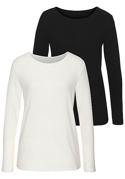 Vivance Langarmshirt mit modischer Rippstruktur (2er-Pack) aus weichfließen günstig online kaufen