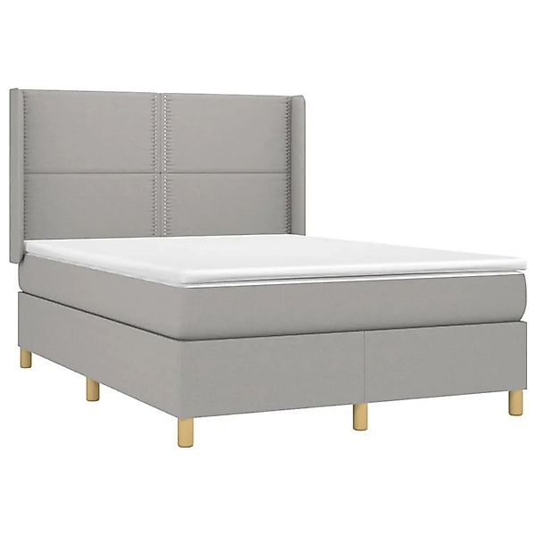 vidaXL Boxspringbett mit Matratze Hellgrau 140x190 cm Stoff 3131905 günstig online kaufen