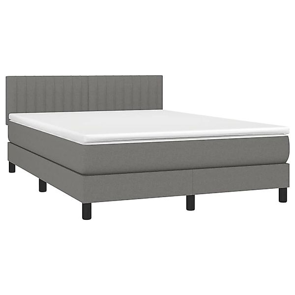 vidaXL Boxspringbett mit Matratze & LED Dunkelgrau 140x200 cm Stoff 3133318 günstig online kaufen