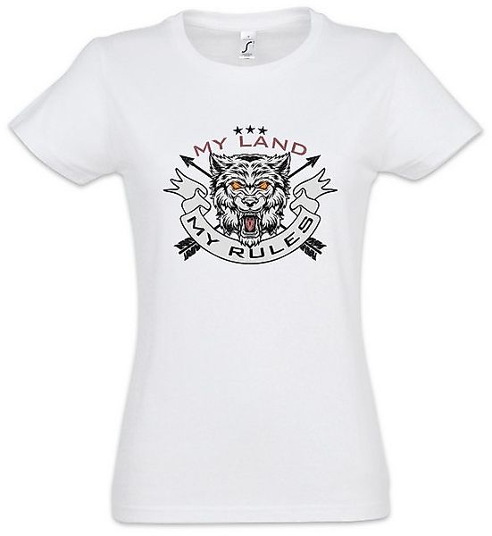 Urban Backwoods Print-Shirt My Land My Rules Wolf Damen T-Shirt Chef Boss H günstig online kaufen