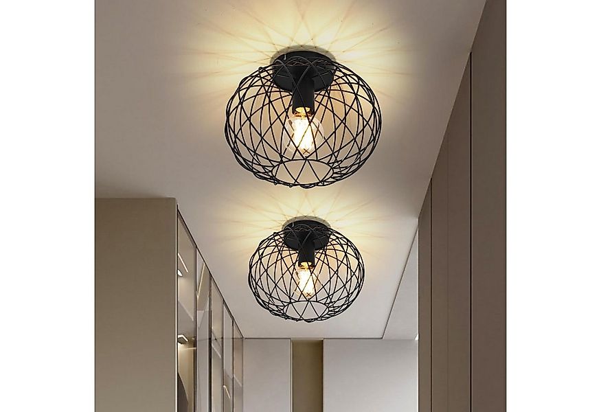 Nettlife Deckenleuchte 1 Flammig Deckenlampe Vintage Flurlampe Schwarz, LED günstig online kaufen