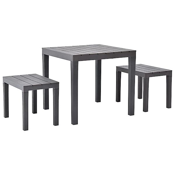 vidaXL Gartentisch mit 2 Bänken Kunststoff Braun günstig online kaufen