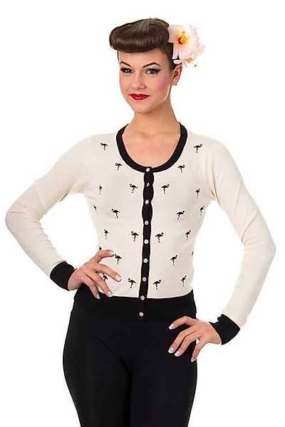 Banned Strickjacke Golden Touch Flamingo Retro Vintage Cardigan günstig online kaufen