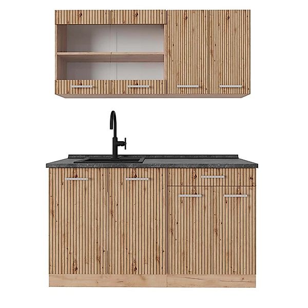 Vicco R-Line Singleküche Artisan-Eiche/Goldkraft Eiche 140 cm AP Anthrazit günstig online kaufen