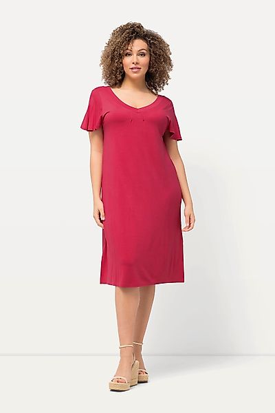 Ulla Popken Maxikleid Jersey-Midikleid A-Linie V-Ausschnitt günstig online kaufen
