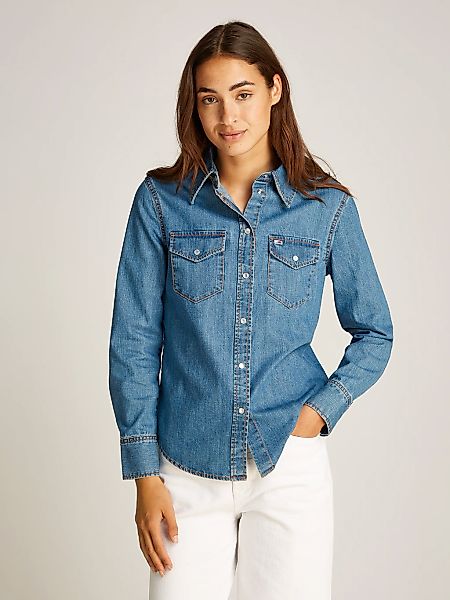 Tommy Jeans Jeansbluse "REGULAR WESTERN SHIRT", mit Logostickerei günstig online kaufen