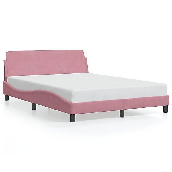 vidaXL Bettgestell, Bettrahmen mit Kopfteil Rosa 140x190 cm Samt günstig online kaufen