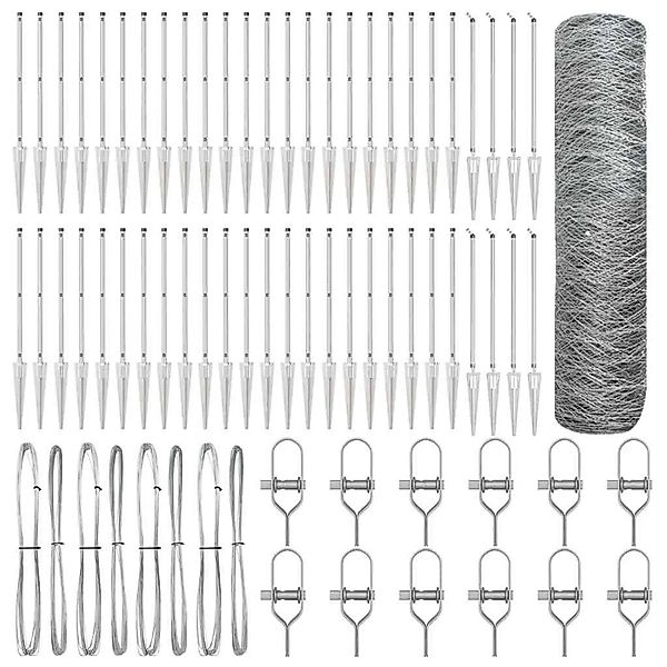 vidaXL Zaunpfosten Silber 100 x 0,5 m 36 mm Maschenweite Stahl 3353438 günstig online kaufen