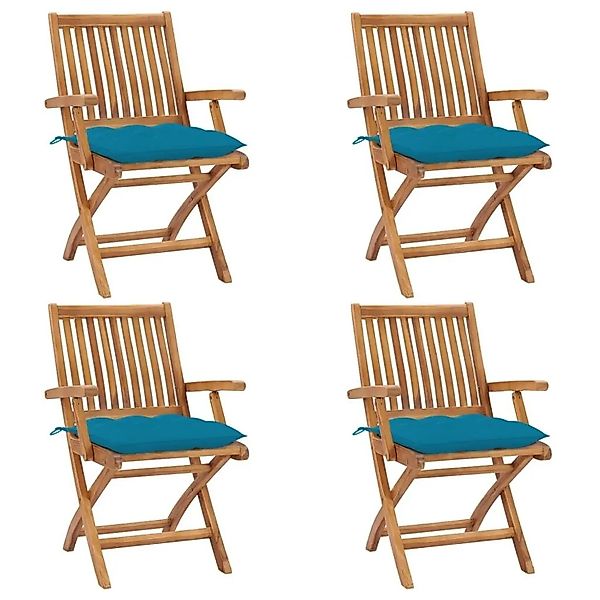 vidaXL Klappbare Gartenstühle mit Kissen 4 Stk Massivholz Teak 3072742 günstig online kaufen