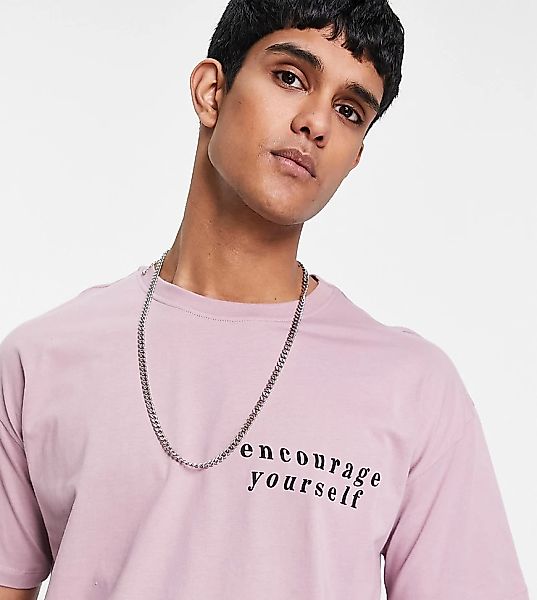 New Look – Oversize-T-Shirt mit „Encourage“-Print in Rosa günstig online kaufen