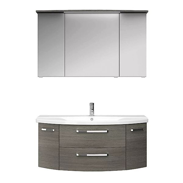 Badezimmer Waschtisch und Spiegelschrank FES-4010-66 Dekor Graphit Struktur günstig online kaufen