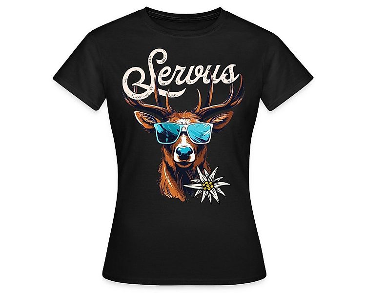Spreadshirt T-Shirt Servus Hirsch Mit Sonnenbrille Oktoberfest Frauen T-Shi günstig online kaufen