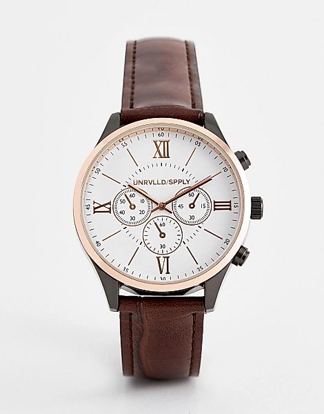 ASOS DESIGN – Klassische Uhr mit unterschiedlicher Metallverarbeitung und A günstig online kaufen