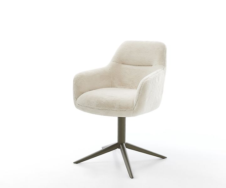 Drehstuhl Pejo-Flex Plüsch Creme-Weiß Fußkreuz Effektfinish Titan 360° dreh günstig online kaufen