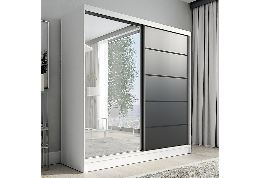 A&J MöbelLand GmbH Schiebetürenschrank NERO 200 cm mit Spiegel drei Schubla günstig online kaufen