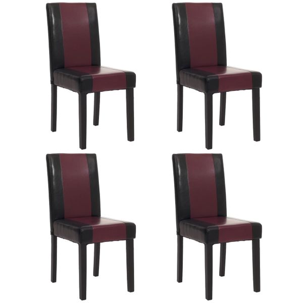 MCW Esszimmerstuhl Littau 4er-Set Kunstleder Schwarz-Rot Dunkle Beine günstig online kaufen