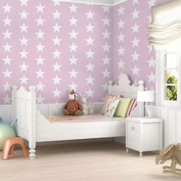 Bilderwelten Kindertapete Weiße Sterne auf Rosa rosa Gr. 288 x 190 günstig online kaufen