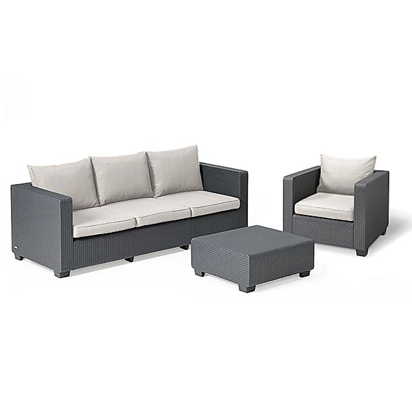 Allibert Salta 3-Sitzer Loungeset 3-teilig mit Sessel und Tisch günstig online kaufen