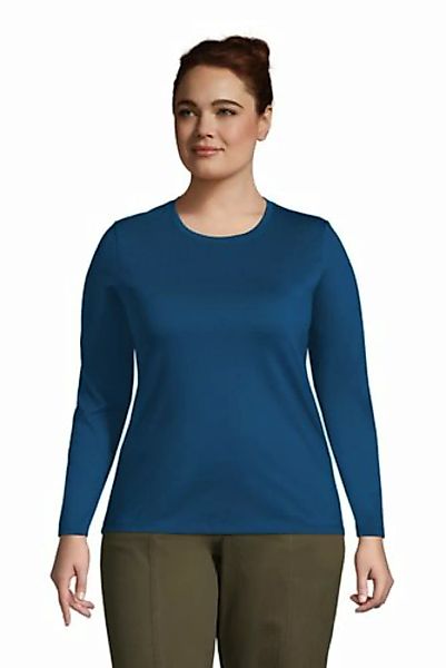 Supima-Shirt, Langarm in großen Größen, Damen, Größe: 52-54 Plusgrößen, Bla günstig online kaufen