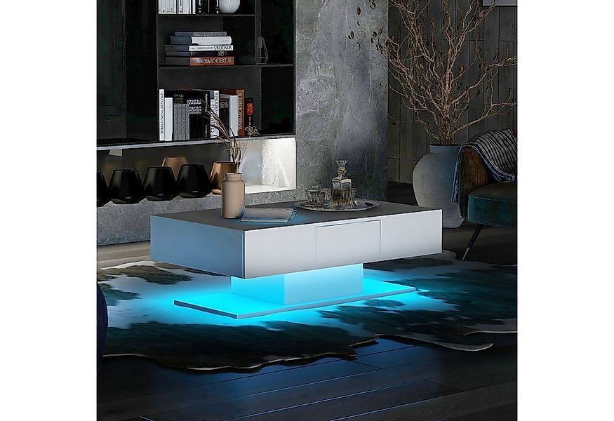 STILVORA Couchtisch mit 2 Schubladen,Sofatisch Hochglanz,Kaffeetisch mit LE günstig online kaufen