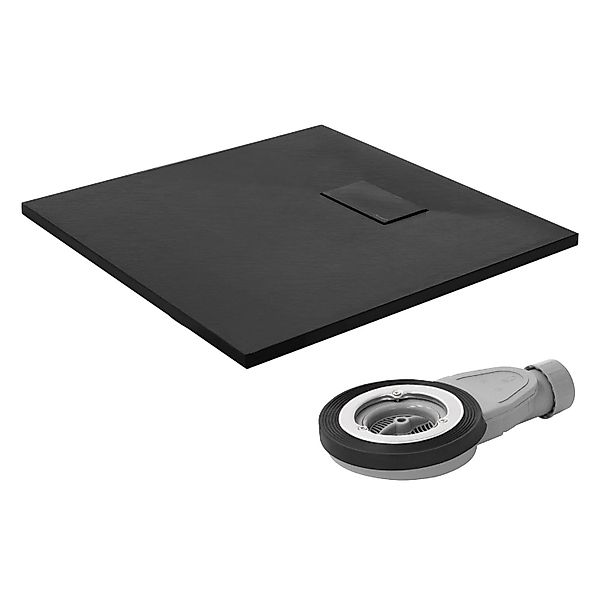 LuxeBath Duschwanne 80x80 cm Schwarz mit Ablaufgarnitur aus SMC H:3cm günstig online kaufen