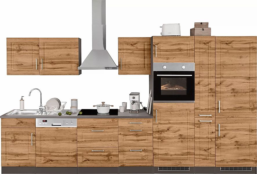 KOCHSTATION Küchenzeile "KS-Stockholm", Breite 370 cm, mit hochwertigen MDF günstig online kaufen
