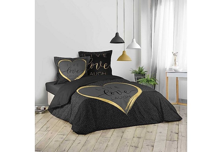 Douceur d'intérieur Bettwäsche Bettwäsche CRAZY LOVE, 200 x 200 cm, schwarz günstig online kaufen