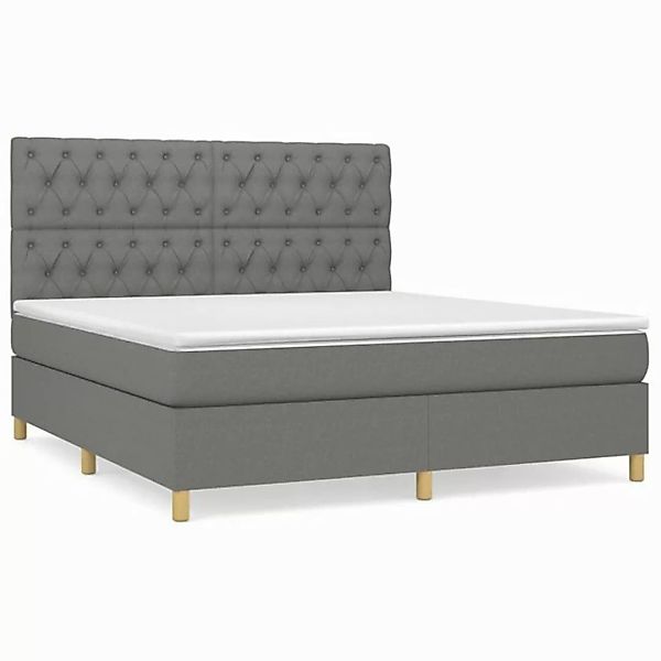 vidaXL Boxspringbett Boxspringbett mit Matratze Dunkelgrau 160x200 cm Stoff günstig online kaufen