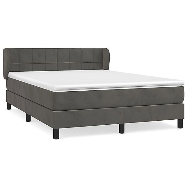 vidaXL Boxspringbett Boxspringbett mit Matratze Dunkelgrau 140x200 cm Samt günstig online kaufen