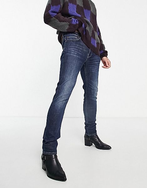 AllSaints – Rex – Enge Jeans in mittlerer Waschung-Blau günstig online kaufen