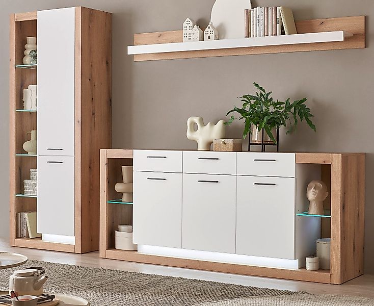 Furn.Design Wohnwand Rivian, (Wohnkombination in weiß günstig online kaufen