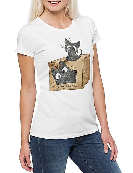 Urban Backwoods Print-Shirt Amaze Me Cats Damen T-Shirt Katzen Kätzchen Kat günstig online kaufen