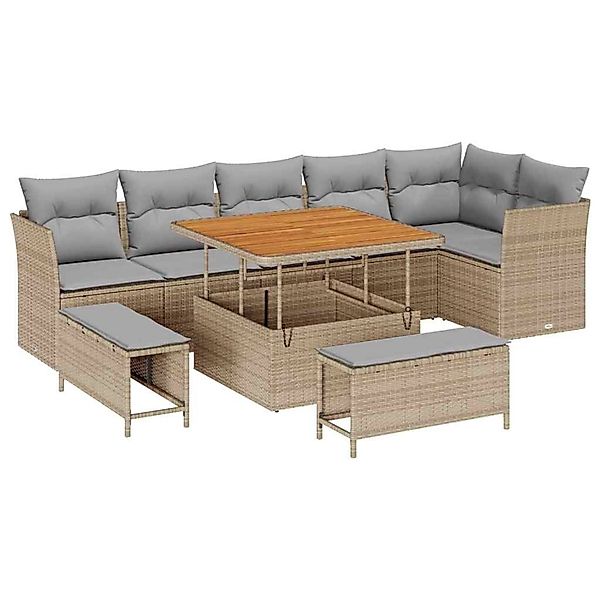 vidaXL Garten-Sofa-Set 9-Tlg Beige Poly Rattan 3361497 günstig online kaufen