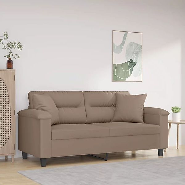 Vidaxl 2-sitzer-sofa Mit Kissen Taupe 140 Cm Mikrofasergewebe günstig online kaufen