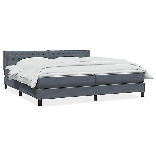 vidaXL Boxspringbett, Boxspringbett mit Matratze Dunkelgrau 180x220 cm Samt günstig online kaufen