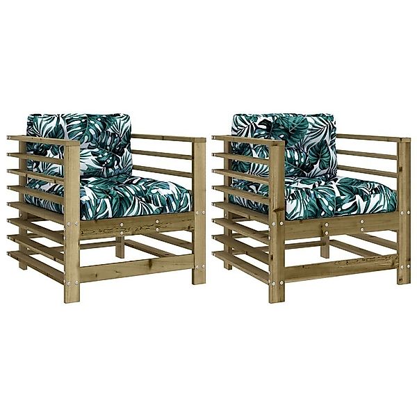 vidaXL Sofaelement Gartenstühle mit Kissen 2 günstig online kaufen