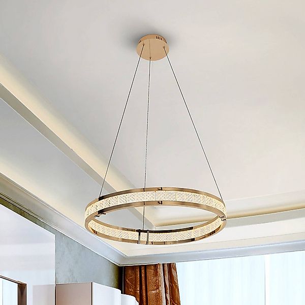 LED-Pendellampe Lorian, goldfarben, Ø 60 cm, Metall günstig online kaufen