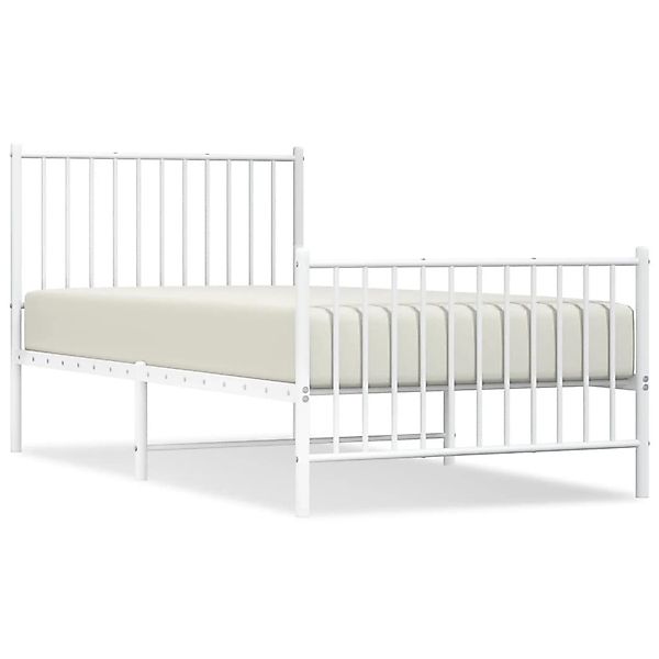 vidaXL Bettgestell mit Kopf- und Fußteil Metall Weiß 90x190 cm Modell 21629 günstig online kaufen