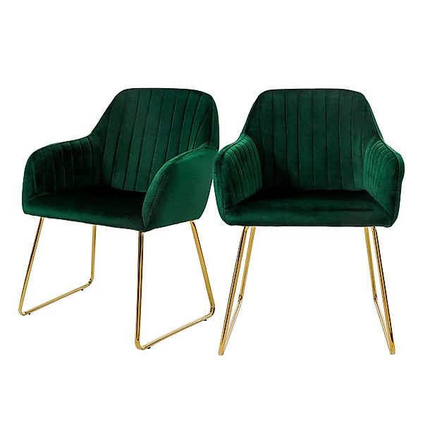 ML-Design Esszimmerstühle 2er Set Ergonomische aus Samt Grün günstig online kaufen