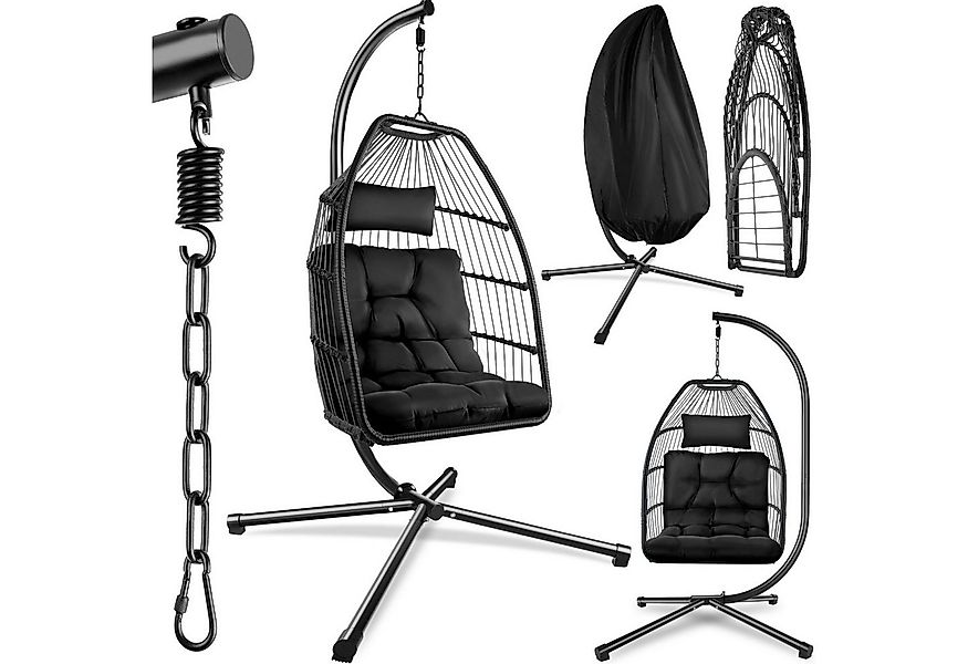 tectake Hängesessel Schaukelstuhl Ariane mit Gestell und Kissen 160kg Belas günstig online kaufen