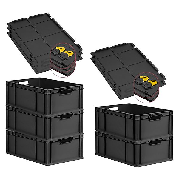 PROREGAL SuperSparSet 5x Eurobox Nextgen Grip Mit Scharnierdeckel Und Gelbe günstig online kaufen