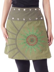 PUREWONDER Wickelrock Damen Rock mit Mandala-Blume günstig online kaufen