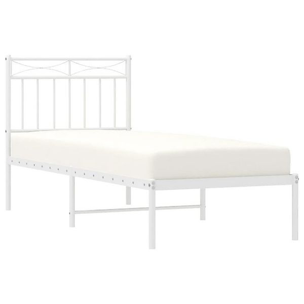 vidaXL Bettgestell, Bettrahmen mit Kopfteil Metall Weiß 75x190 cm günstig online kaufen