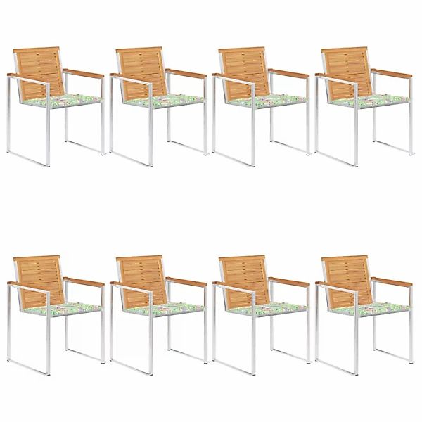 Gartenstühle 8 Stk. Mit Kissen Massivholz Teak günstig online kaufen
