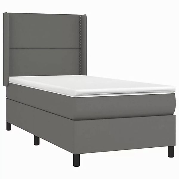 vidaXL Bett Boxspringbett mit Matratze Grau 80x200 cm Kunstleder günstig online kaufen