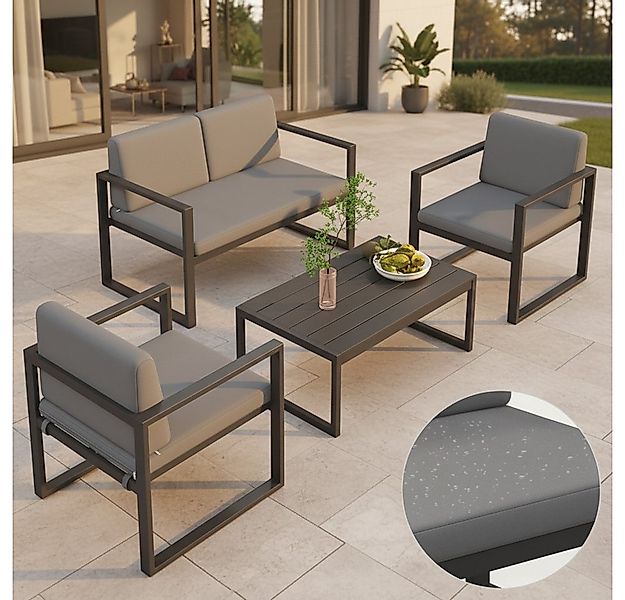 Mucola Gartenlounge-Set Sitzgruppe Aluminium Gartenset wetterfest Essgruppe günstig online kaufen