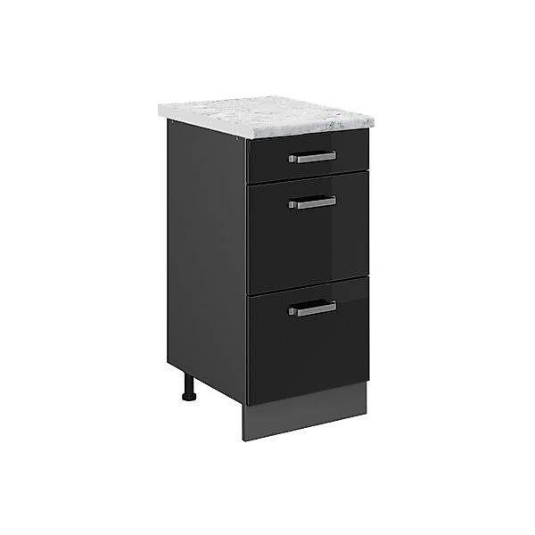 Vicco Küchenschrank R-Line Schubladenschrank für die Küche Schwarz Hochglan günstig online kaufen